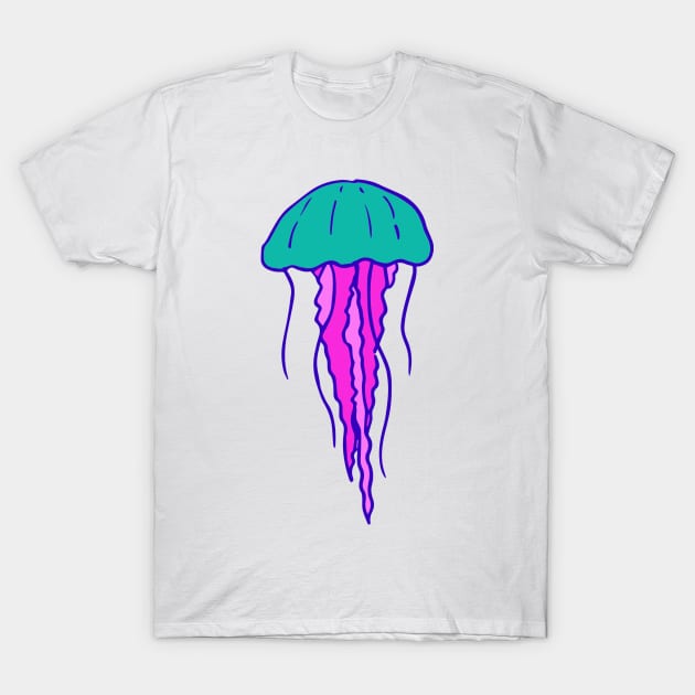 Blue and Pink Jellyfish T-Shirt by lilacfeathers